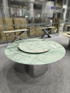 โต๊ะกาแฟและโต๊ะอาหารหินอ่อนสีเขียวธรรมชาติขัดเงาสำหรับใช้ในโรงแรม หนา 18 มม. รับประกันตลอดอายุการใช้งาน - Product Image 2