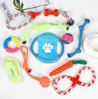 Lot de 9 jouets de luxe pour chiots, jouets à mâcher pour la dentition des petits chiens, balles en peluche mignonnes qui couinent, jouets interactifs en corde, ensemble de jeu durable pour l'entraînement dentaire