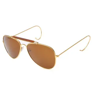 New Fashion AF Pilot Metal sunglasses Brand American Optical Glass Lens sunglasses For aviation style