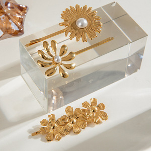 กิ๊บติดผมสแตนเลสชุดธีมมหาสมุทรรูปดาวเปลือกหอยดอกไม้มุกสีทองสำหรับสวมใส่ทุกวันเครื่องประดับศีรษะ - Product Image 4