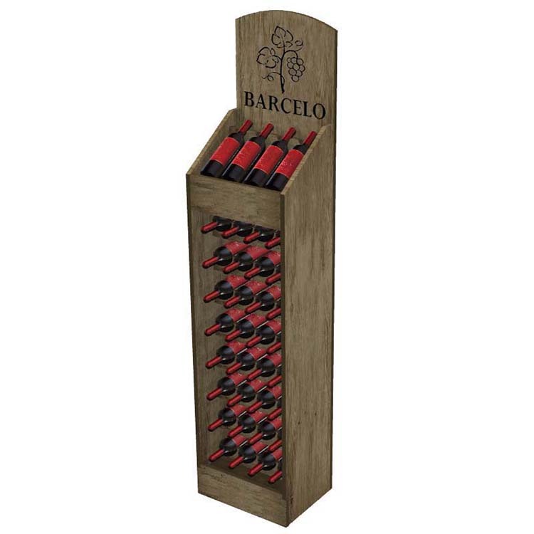 Customized Vintage Display Stand Pinewood Wine Display Rack for Liquor Store — view 3