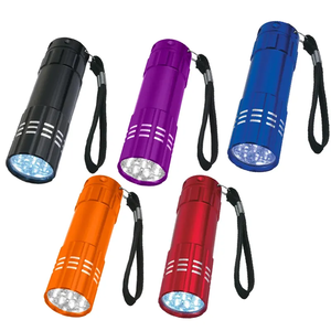 Custom Logo 9 LED Aluminium Flashlight Torch with Lanyard AAA Battery Not Included Multicolor for Camping Hiking Hunting Fishing