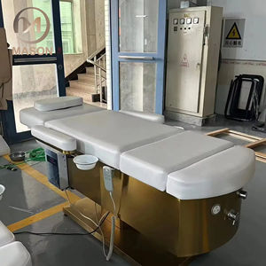 Lit de lavage de cheveux de luxe moderne en cuir hydraulique, station spa électrique réglable, avec cuvette en céramique portable, pour services de coiffure et de pédicure - Product Image 5