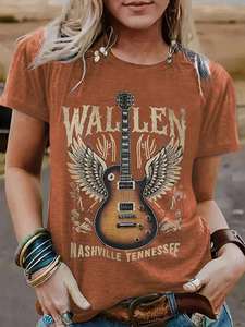 European American Style In-Stock Short Sleeve Nashville Dream Guitar T-Shirt Comfortable Summer Wear Custom Print Shirts - Product Image 5