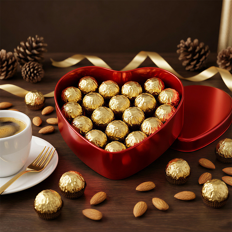 Heart Shape Chocolate Tin Box Metal