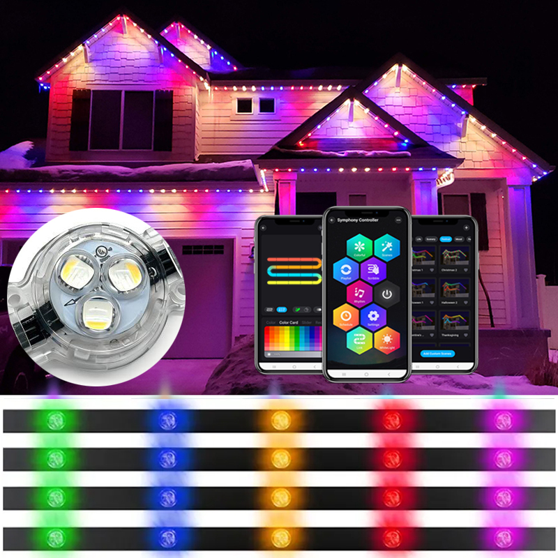 Led Pixel Point Lighting DC24V RGBW Waterproof UL Certified Smart Led Permanent Led Christmas Pixel Lights Outdoor Decoration