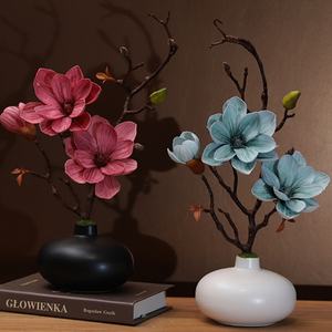 Juego de jarrones de flores artificiales <span class=keywords><strong>Magnolia</strong></span> de primera calidad, nueva Decoración de mesa de salón de estilo chino, decoración del hogar de flores de seda de gama alta. - Product Image 1