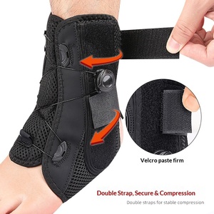 Heetverkochte verstelbare ademende PU SBR enkelbrace met draaiknop, aluminium <span class=keywords><strong>splint</strong></span>, compressie en stabiliserende ondersteuning - Product Image 4