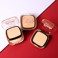 Poudre compacte rouge en plastique avec houppette intégrée, contrôle du sébum, fini mat, longue tenue, poudre fixante pour le visage, Polvo Compacto