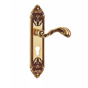 Maniglia per Porta in Ottone Massiccio Spazzolato con Serratura, Set Completo per Porte Interne in Legno, Colore Oro - Product Image 6