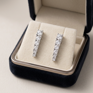 Boucles d'oreilles tendance en argent sterling Karats pour femme, avec perles d'eau douce et moissanite, serties en clos, 2,5g, design géométrique, à crochet - Product Image 2