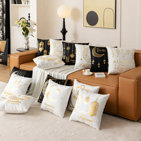 Housse de coussin carrée géométrique en peluche douce bronzante 100% polyester non toxique personnalisable Décoration d'intérieur Cadeau Aïd Moubarak Ramadan