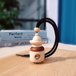 Tower Wooden Cap Hanging <b>Car</b> Perfume Bottle Empty Glass Essential Oil Diffuser <b>Car</b> Air Freshener Pendant <b>Ornament</b> - Product Image 2