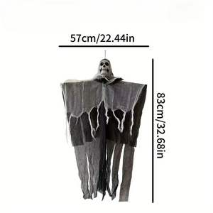 Lámpara de Araña LED con Calavera Luminosa y Capa de Gasa, Decoración para Halloween, Ideal para Fiestas y Casas Encantadas - Product Image 2