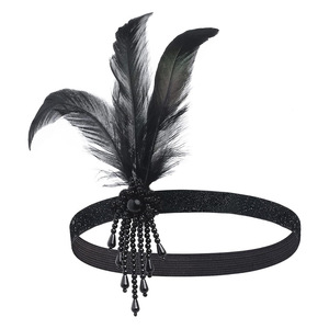 Mascarada <span class=keywords><strong>gran</strong></span> Gatsby <span class=keywords><strong>carnaval</strong></span> 1920s fiesta lujo mujer tocado pluma lentejuelas accesorios para <span class=keywords><strong>el</strong></span> cabello para traje de bola de Navidad - Product Image 1