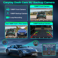 Cámara HD Universal de 7 Pulgadas con Pantalla Táctil IPS, Carplay Inalámbrico, Android Auto, DVR de Doble Lente, Navegación GPS, Control por Voz, OEM