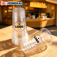Gobelets à café glacé à emporter personnalisés Hongkai, gobelets à bulles en plastique PET jetables avec couvercles