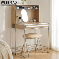 WISEMAX FURNITURE Table de toilette de luxe style Bauhaus en acier inoxydable pour chambre et salon, idéale pour hôtel, villa, appartement
