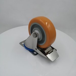 Langlebiger 3 4 5 Zoll Industrie-Wagenwagen Drehgabel-Foren-Edelstahlhalterung Edelstahl-Rolle starr Polypropylen TPR hartes <span class=keywords><strong>PU</strong></span>-Rad - Product Image 5