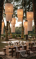 Décoration suspendue en macramé pour plafond de mariage avec fleurs artificielles et lustre floral en soie pour toile de fond de réception bohème – Vente en gros