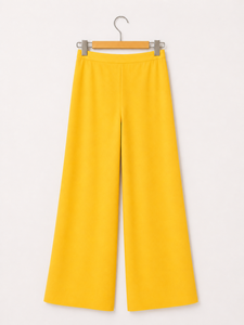Pantalon palazzo à jambes larges imprimé floral jaune pour femmes, taille haute, décontracté, ethnique, vêtements de détente, pantalon élégant et confortable - Product Image 2