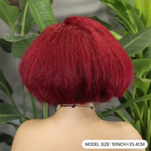 FH 5x5 Lace Front C Type Raw Human Hair #99J <b>Short</b> Bob Glueless Afro Kinky Straight <b>Short</b> <b>Wig</b> Human Hair - Product Image 3