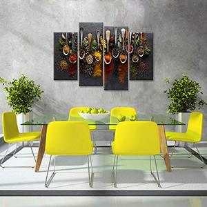 <span class=keywords><strong>Quadri</strong></span> da Parete per <span class=keywords><strong>Cucina</strong></span>, 4 Pezzi, Spezie Colorate in Cucchiaio, Arte Vintage su Tela, Foto di Cibo, Dipinti su Tela - Product Image 2