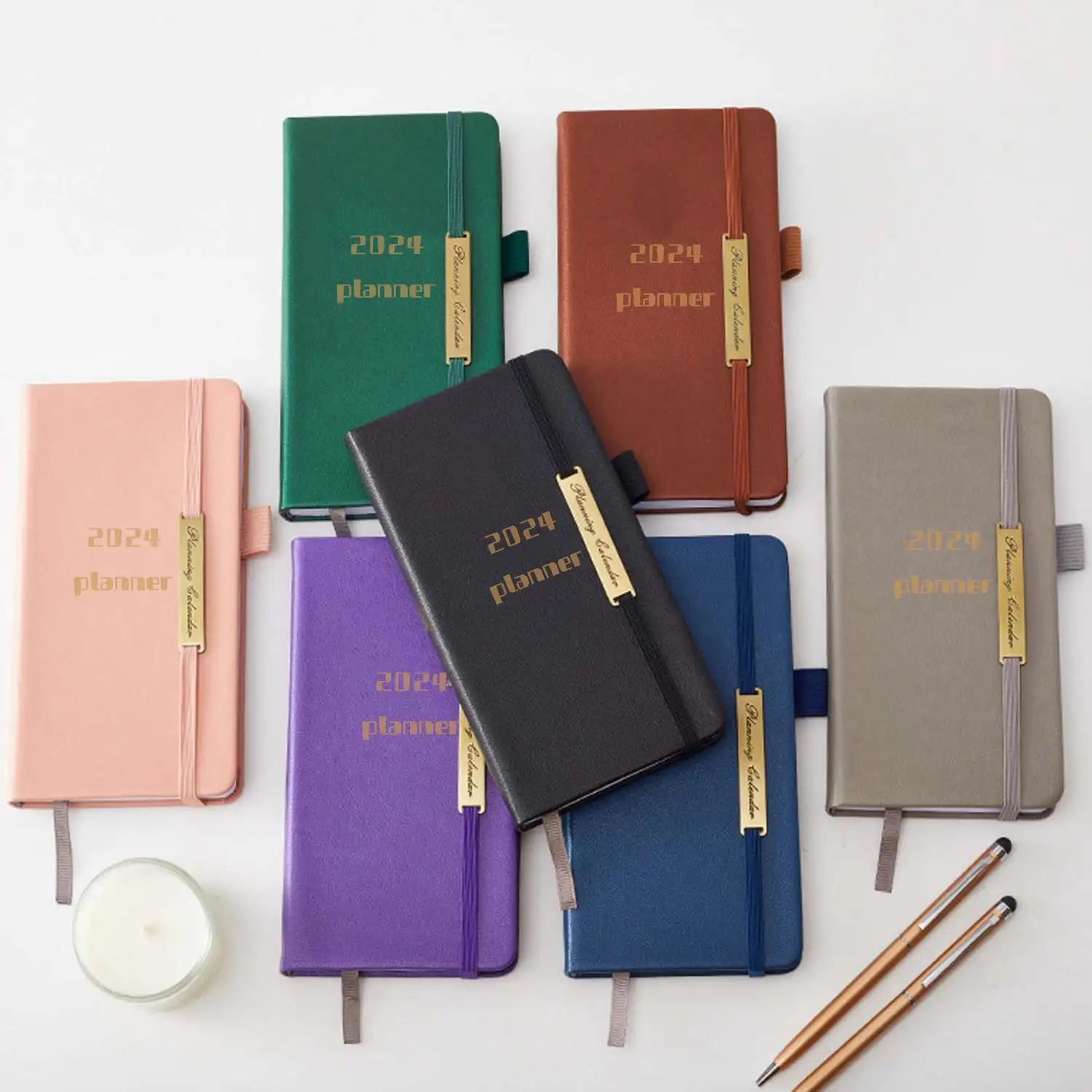 Impressão personalizada Pu Cover Capa dura Pocket Notebook Planejador Semanal E Mensal Organizador Calendário De Bolso 2024 Planejadores Agenda