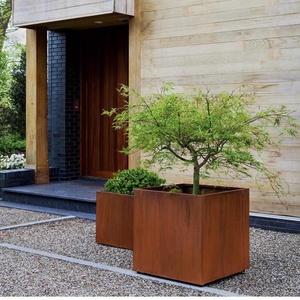 กระถางต้นไม้เหล็กคอร์เทนลายโลหะ สำหรับปลูกต้นไม้ในร่มและกลางแจ้ง  ทำจากเหล็กชุบสังกะสี - Product Image 6