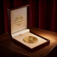 Boîte d'emballage de luxe rigide pour pièces de monnaie en or, boîte de présentation bleue à charnière avec matériaux recyclés - Boîte cadeau noire à fente unique