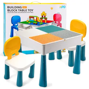 Plastic DIY Assembly Educational Learning Toys Building Blocks Sets Table for Kids