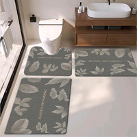 Wholesale Waterproof Anti-fatigue PVC Foam Mats Non-slip Rubber Backing U-shaped Toilet Cutout 3-Piece Set Customizable Wood