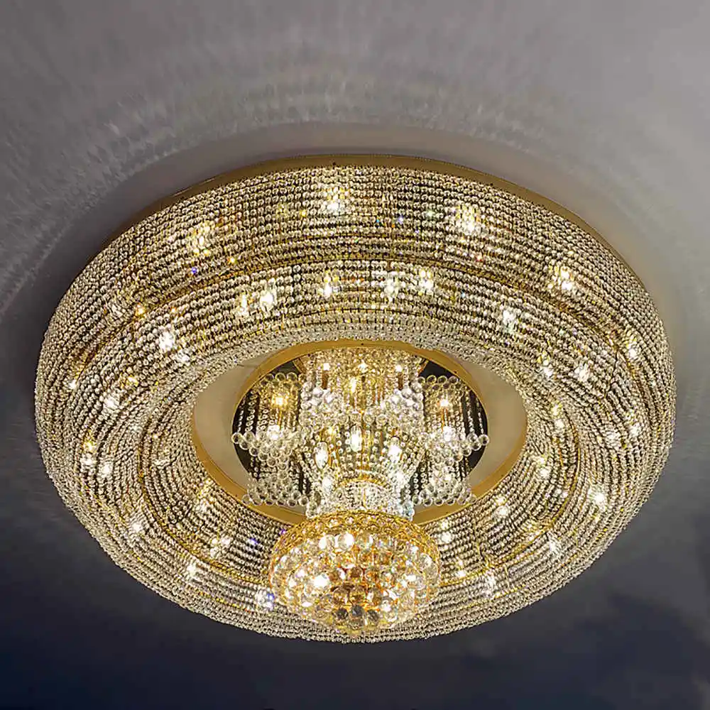 Классическая хрустальная лампа, роскошная потолочная хрустальная люстра золотого цвета для коридора, банкетное украшение