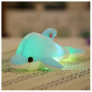 YWMX 30CM 귀여운 봉제 인형 빛나는 돌고래 인형 다채로운 물고기 장난감 장식 어린이 생일 선물 도매