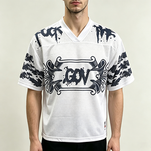 เสื้อยืดโอเวอร์ไซส์คอวีแบบสั่งทำพิเศษ พิมพ์ลายด้วยเทคนิค Dye-sublimation สไตล์สตรีทแวร์ ผ้าตาข่าย แห้งเร็ว ทรงบ็อกซี่ สำหรับเล่นฟุตบอล เสื้อยืดผู้ชายระบายอากาศได้ดี - Product Image 2