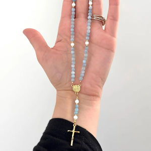 Prima comunione cattolico <span class=keywords><strong>rosario</strong></span> per specchietto retrovisore, Mini 4mm gemma <span class=keywords><strong>rosario</strong></span> <span class=keywords><strong>bracciale</strong></span> con chiusura magnetica - Product Image 3