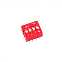Commutateur DIP Umean avec montage traversant, insertion droite, espacement de 2,54 mm, PVC rouge, 1/2/3/4/5/6/7/8/9/10/12 pôles