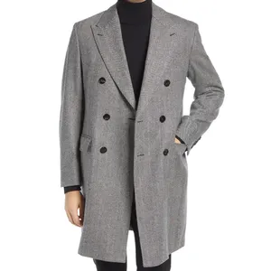 Индивидуальная зимняя уличная одежда, мужское высококачественное пустое пальто из 100% шерсти, модное двубортное шерстяное пальто
