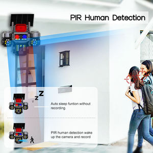 Kamera CCTV Keamanan V380pro 4 Lensa 3 Layar Zoom 10x 6MP Solar 4G PTZ Pelacakan Otomatis dengan Panel Surya 16W Baterai 12000mAh - Product Image 4