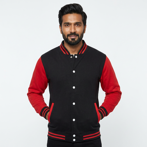 OEM Custom Logo Baseball Letterman Varsity Jacket for <b>Men</b> Stand Collar Plain Canvas Jacket for Spring Season - Product Image 1