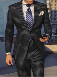 Ventes en gros de costumes de bureau pour hommes, blazer décontracté à rayures fines, taille grande, ensemble blazer et pantalon pour hommes - Product Image 2