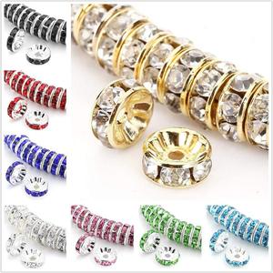 JOYFFO 100 pz perline distanziatrici Rondelle placcate argento strass di cristallo ceco per creazione di gioielli per bracciali con perline sciolte - Product Image 3