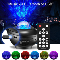 Mini projecteur ciel étoilé USB avec musique, rotation, ondulations d'eau, lumière laser d'ambiance, projecteur LED ciel étoilé, veilleuse