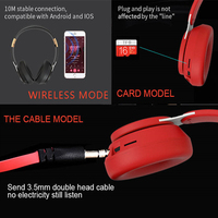 Mendukung Kartu SD HiFi Stereo Headset Earphone V5.0 Portabel Dilipat Olahraga Earphone Nirkabel dengan Mikrofon