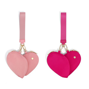 LU LU <b>Heart</b> <b>Shape</b> Dual Zipper Pouch Wristlet Bag Luxury Mini Women's Coin Purse Metal Zipper Portable Girl's Keychain <b>Handbag</b> - Product Image 2