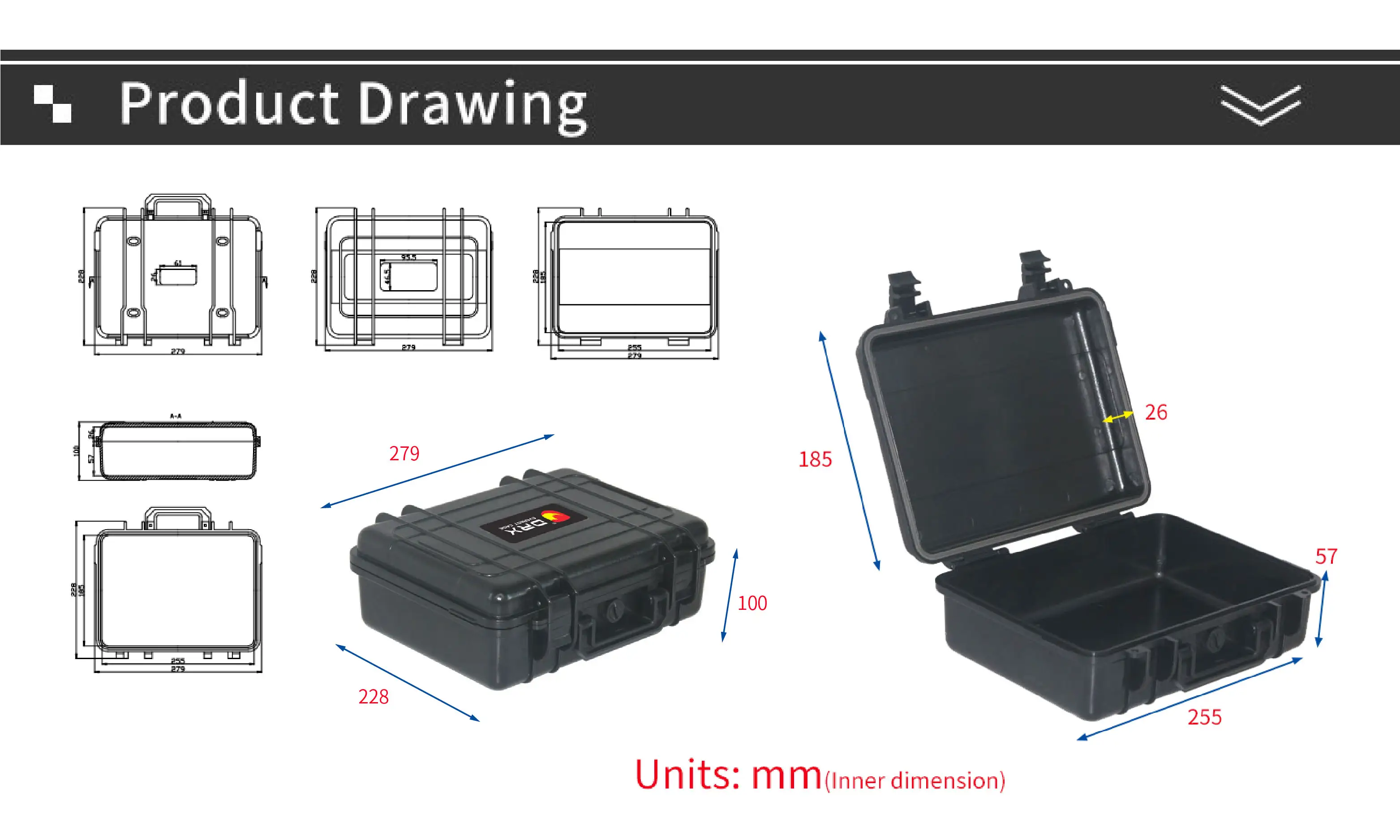 DRX ราคาตลาด EPC 010กรณีกันน้ำพลาสติกแข็งป้องกันพกกรณีด้วยโฟม