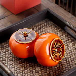 Boîte à thé en céramique Kch Persimmon, pot à bonbons, boîte cadeau, décoration de mariage, cadeaux d'affaires, cadeaux promotionnels - Product Image 1