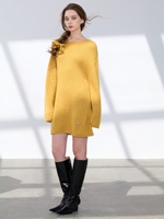 Robe pull en cachemire pur à 100 % pour femme, coupe oversize, manches longues, style A-line, mini-robe en maille, ODM, motif papillon, chaude et douce pour l'hiver, taille standard