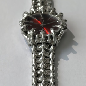 นาฬิกาข้อมือควอตซ์แบบปรับแต่งโลโก้ได้ หน้าปัดแบบอาหรับ พร้อมจี้รูปกรงเล็บ สไตล์วินเทจ นาฬิกาเชื่อมโลหะสำหรับผู้ชาย สายสแตนเลสสตีล นาฬิกาโกธิคสีอะลาบาสเตอร์ - Product Image 5