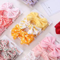 Ensemble de 3 bandeaux pour enfants, large ruban noué à la main, grand nœud, bandes de cheveux imprimées en coton de couleur unie, accessoires de cheveux doux pour tout-petits